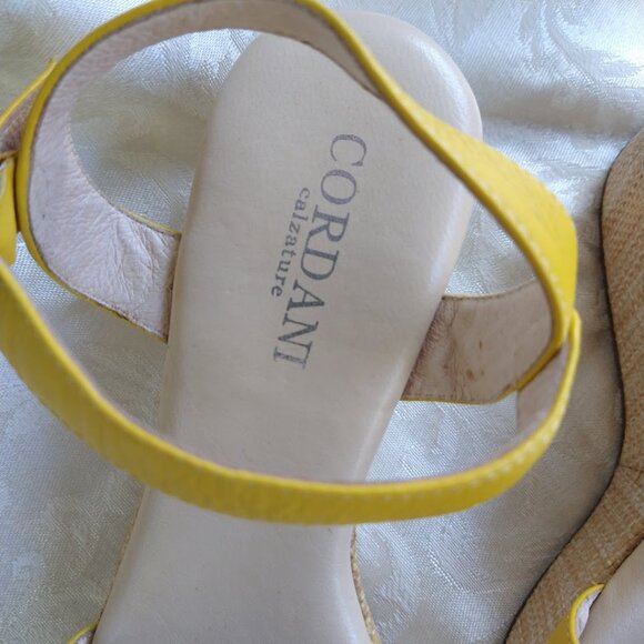 Yellow Leather Cordani Calzature Women's Wedge Heel Sandals Excellent Condition - Picture 9 of 9